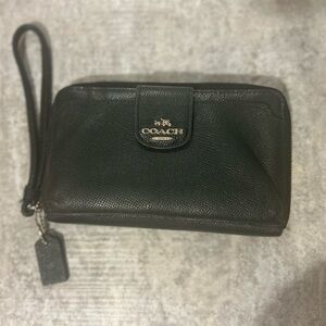Coach Black Leather Wristlet